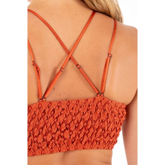 Rust Orange Crochet Lace Bralette - M - Picture 6 of 9